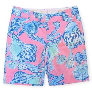 Lilly Pulitzer 9" Chipper Short Pink Pout Barefoot Princess print Tropical Coral